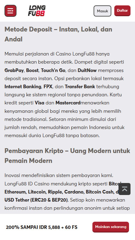 Longfu88 deposit info Indonesia