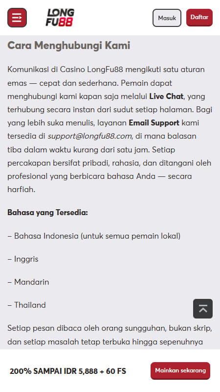 Longfu88 support info Indonesia
